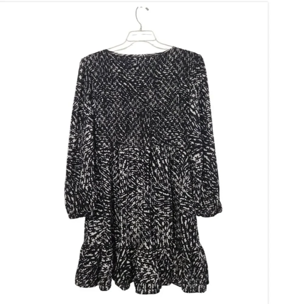 MICHAEL Michael Kors Balloon Sleeve Zebra print smocked eyelet V-neck dress - Picture 6 of 14